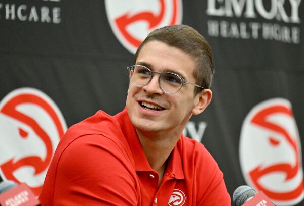 Ahead of its Summer League opener, the Hawks signed second-round pick Nikola Djurisic to a standard contract. (Hyosub Shin/AJC 2024)