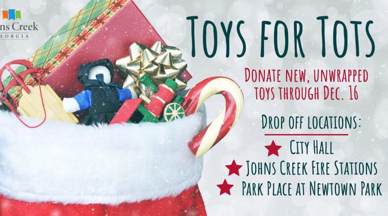 Johns Creek is accepting new, unwrapped toys for the city’s annual Toys for Tots campaign now through Dec. 16. COURTESY CITY OF JOHNS CREEK