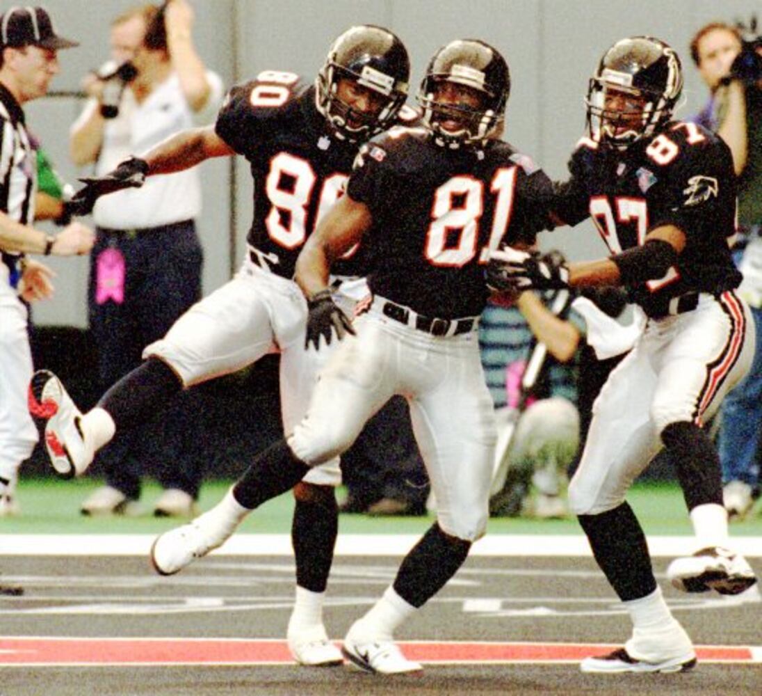 Mathis caught a touchdown for the Falcons in Super Bowl XXXIII