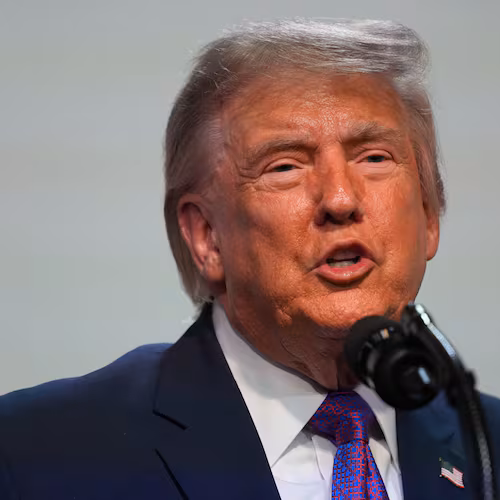 President Donald Trump speaks about prescription drug prices in the South Court Auditorium in the Eisenhower Executive Office Building on the White House campus, Monday, May 18, 2026, in Washington. (AP Photo/Julia Demaree Nikhinson)