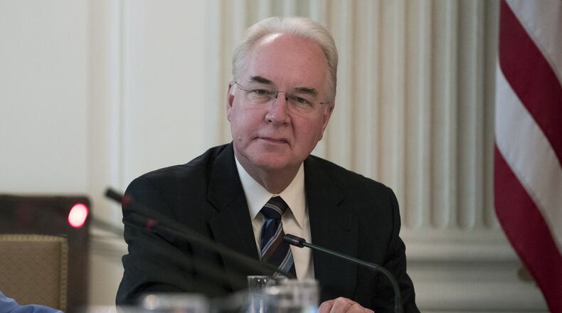 Secretary of Health and Human Services Tom Price attends an opioid roundtable discussion in Washington on Sept. 28, 2017. (AP Photo/Carolyn Kaster)