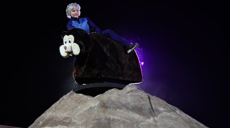 HOLEY MOLEY - "That Man Knows How to Ride a Weiner" - On this week's brand-new trip to the iconic "Holey Moley" course, a professional author faces off with an aspiring professional golfer on the never-before-seen hole, Gopher It, where contestants need to ride the mechanical gopher mascot, Sir Goph, which sits 20 feet high, before even attempting a putt. On the other side of the course, a competitor dubbed "frat boy" impresses the crowd by running across the 38-foot-long bridge through the water cannons on Water Hazard. Later, a fight breaks out between a contestant and the port-a-potty doors on Hole Number Two. Another competitor who moonlights as a DJ gives it his all on Buns & Weiners, despite his opponent cheering for his failure from the sidelines. The finalists battle it out on new season two-hole Frankenputt, sending one to the grand finale for a chance at the $250,000 prize, when "Holey Moley" airs THURSDAY, JUNE 4 (9:00-10:00 p.m. EDT), on ABC. (ABC/Christopher Willard) KARIN SLAUGHTER