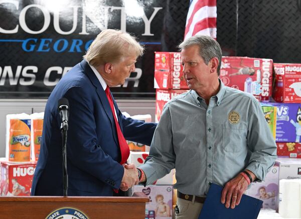 Donald Trump and Gov. Brian Kemp met up in October to survey damage from Hurricane Helene in Georgia. 