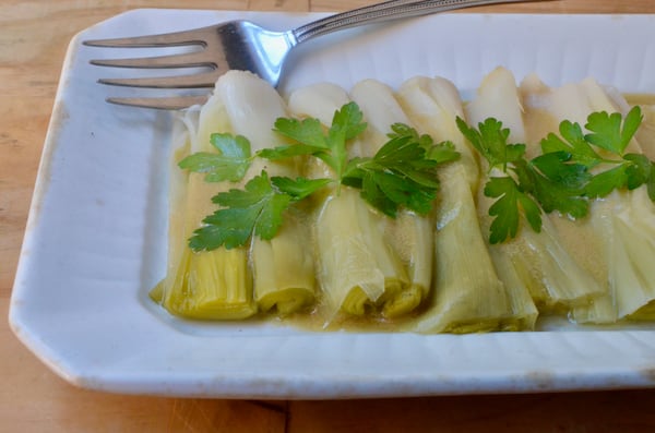 Chilled Classic Leeks Vinaigrette is perfect for a hot day. Courtesy of Virginia Willis