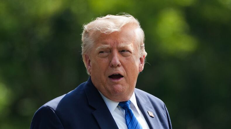 President Donald Trump departs following a cabinet meeting at Camp David, near Thurmont, Md., Friday, July 31, 2026. (Nathan Howard/Pool Photo via AP)