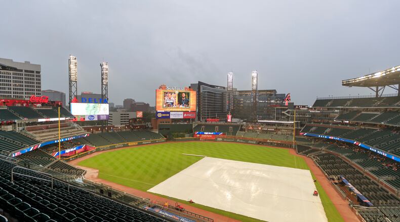 A rainy night at SunTrust Park.