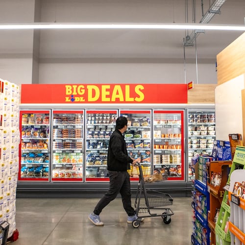 A customer shops at a Lidl grocery store in West Midtown on Wednesday, Oct 22, 2025. (Jenni Girtman for the AJC)