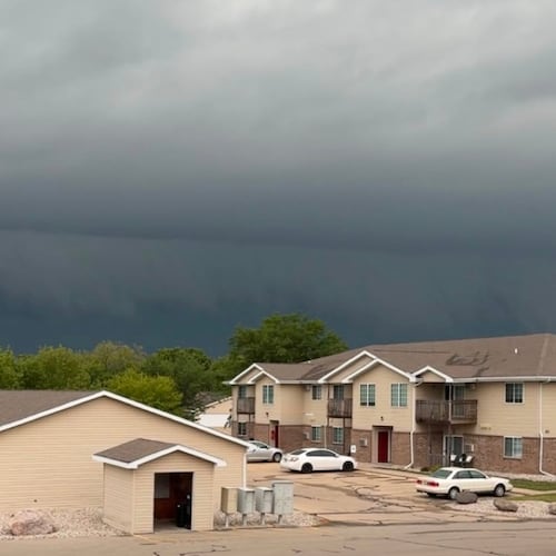 Storm clouds develop over the Oshkosh, Wis., Monday, July 27, 2026. (Christina Vogel via AP)