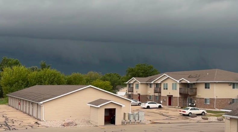 Storm clouds develop over the Oshkosh, Wis., Monday, July 27, 2026. (Christina Vogel via AP)