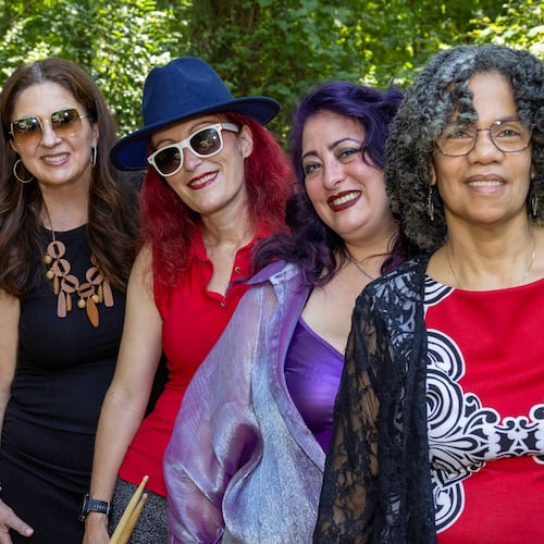 Blue Velvet Atlanta - Kathie DeVane Holmes (from left), Cindy Crowell Adler, Sandra Senn, Minda Scrogan and Johanna Millin - will play an hourlong set at Inman Park Festival on April 26. (Photo by Miriam Millin)