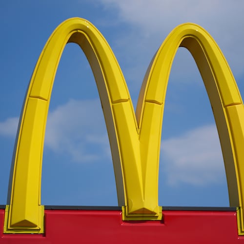 FILE - A McDonald's logo is seen at a restaurant in Warren, Mich., on Sept. 2, 2025. (AP Photo/Paul Sancya, File)