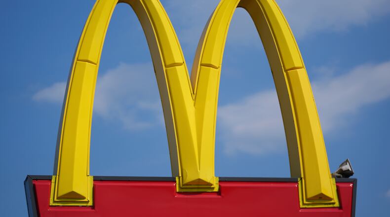FILE - A McDonald's logo is seen at a restaurant in Warren, Mich., on Sept. 2, 2025. (AP Photo/Paul Sancya, File)