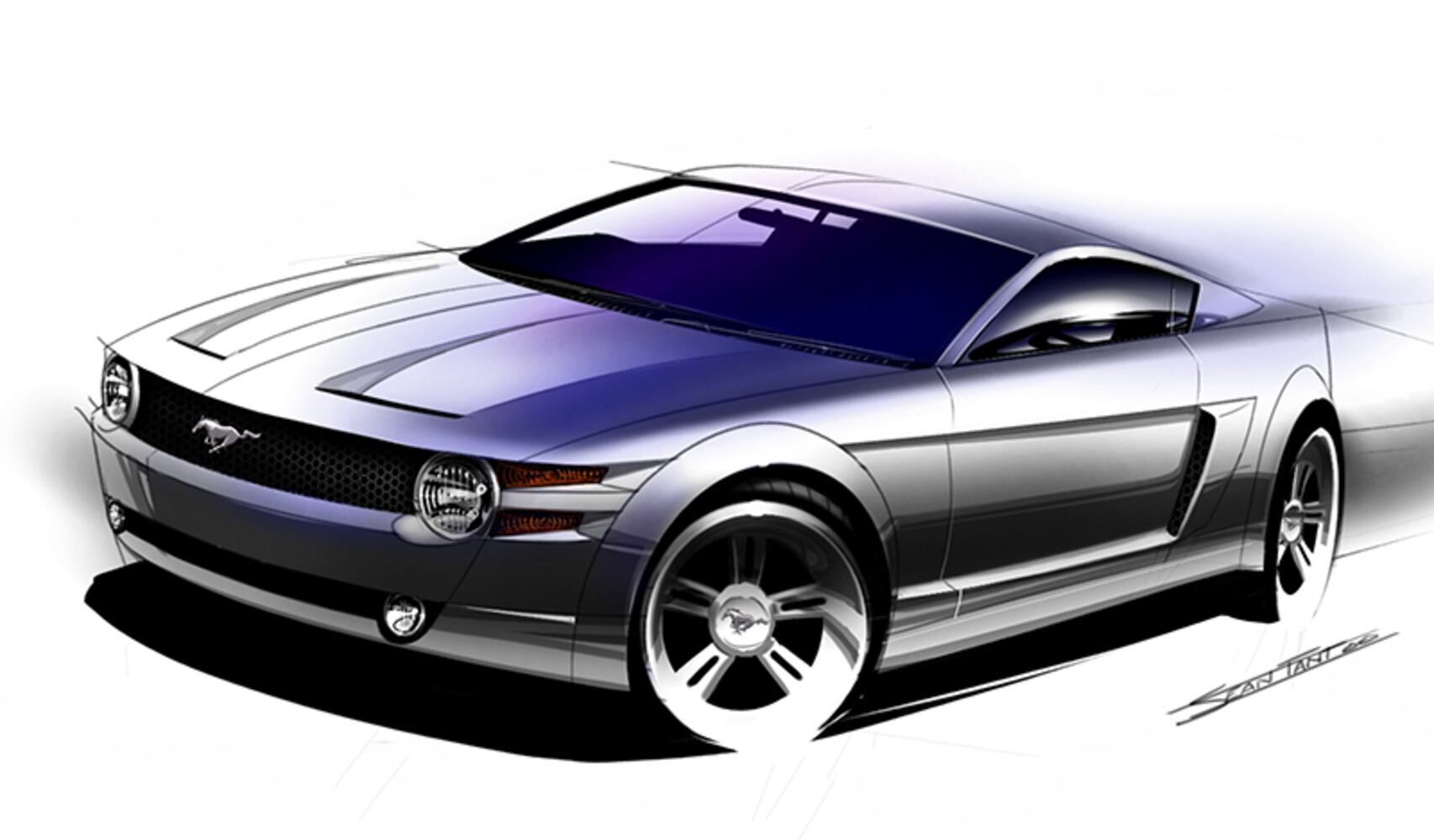 Sketches of Mustangs' changes from 2005-2014