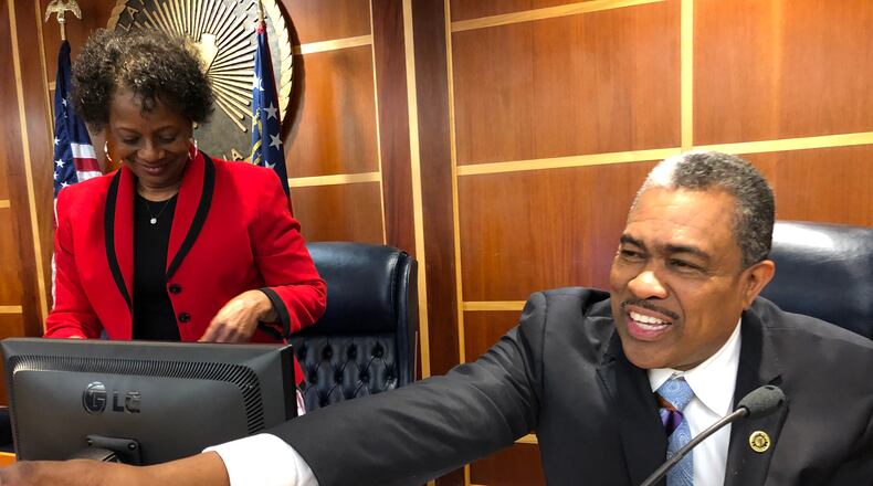 Clayton County Commissioner DeMont Davis said a move to put public comment at the end of commission meetings was equivalent to Jim Crow. LEON STAFFORD/AJC