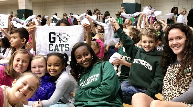 Like kids across the state and the nation, students at The Westminister Schools are now learning through online classes. This photo from a pep rally recalls a time when they were together. COURTESY OF THE WESTMINSTER SCHOOLS