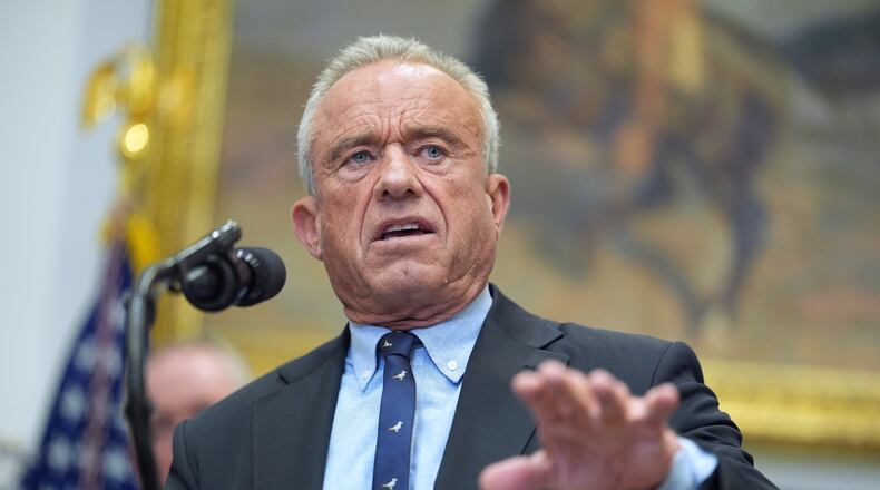 Secretary of Health and Human Services, Robert F. Kennedy, Jr., speaks during an event on prescription drug prices in the Roosevelt Room of the White House, Friday, Dec. 19, 2025, in Washington. (AP Photo/Evan Vucci)