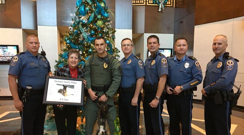 Kathy Gestar recently donated $12,000 for the Gwinnett County Police Department to purchase and train a new K9 officer. That K9, Elsa, is expected to hit the streets in February.