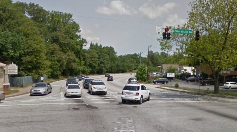 Property at the intersection of Ponce de Leon and Arcadia avenues is being considered for a mixed-use project. Google Earth