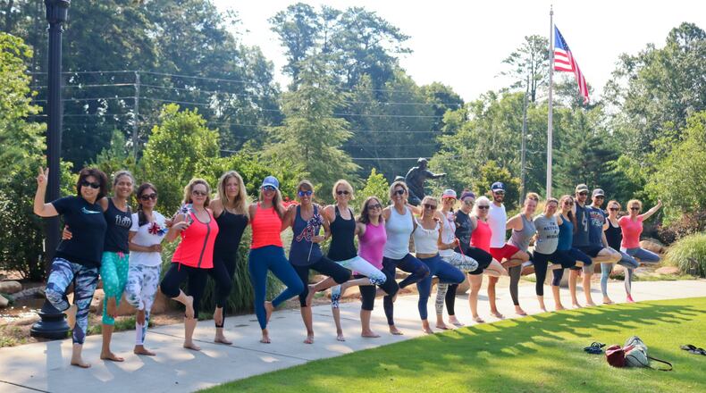Lift Yoga will lead a Fourth of July Flow at Brooke Street Park in Alpharetta (shown here in 2019). (Courtesy Lift Yoga + Body)
