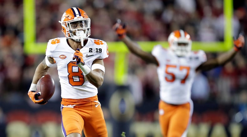 Clemson's A.J. Terrell intercepts a pass for a touchdown against Alabama. (AP Photo/Ben Margot, File)