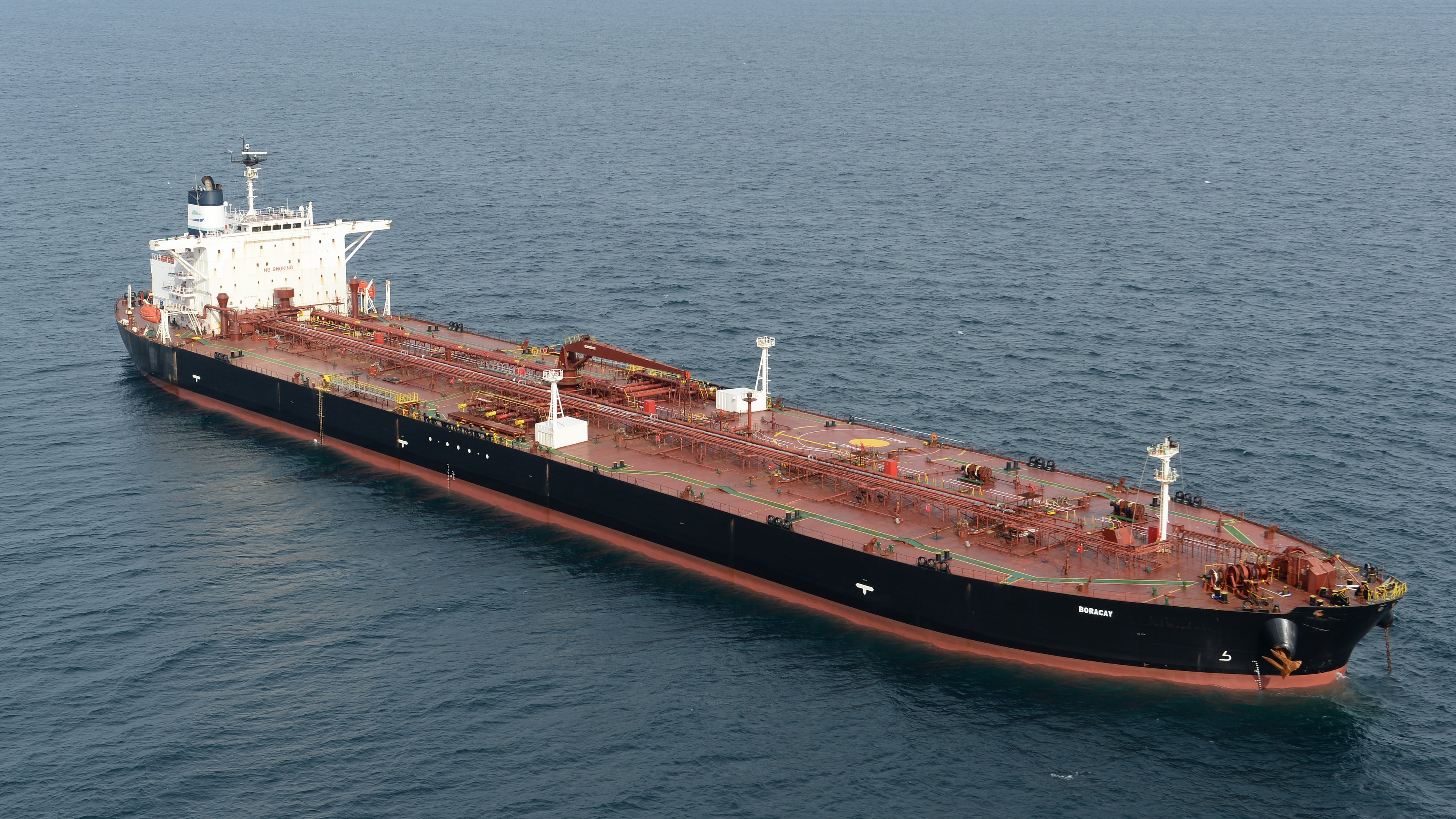 The tanker Boracay that allegedly belongs to Russia's so-called shadow fleet, is seen Thursday, Oct. 2, 2025, off Saint-Nazaire, France's Atlantic coast. (AP Photo/Mathieu Pattier)