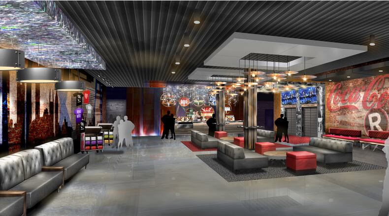 A rendering of the lobby of the new Coca-Cola Roxy, opening near the Braves' SunTrust Park.