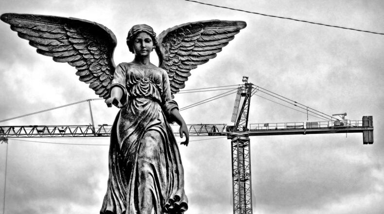 “This shot grabbed me while I was passing the old iron works on lunch break on Howell Mill Road,” wrote Lisa Johnston of Marietta. “The juxtaposition of old and new Atlanta captures the eternal struggle of our city ever since Sherman came through.” The city that become Atlanta after the Civil War began as the endpoint of the Western and Atlantic Railroad (aptly named Terminus) in 1837. Atlanta grew quickly with the completion of The Georgia Railway in 1845 and the Macon & Western in 1846. In 1860, Atlanta was a relatively small city ranking 99th in the United States in size with a population of 9,554 according to the 1860 United States Census. However, it was the 12th-largest city in what became the Confederate States of America. A large number of machine shops, foundries and other industrial concerns were soon established in Atlanta. The population swelled to nearly 22,000 as workers arrived for these new factories and warehouses.