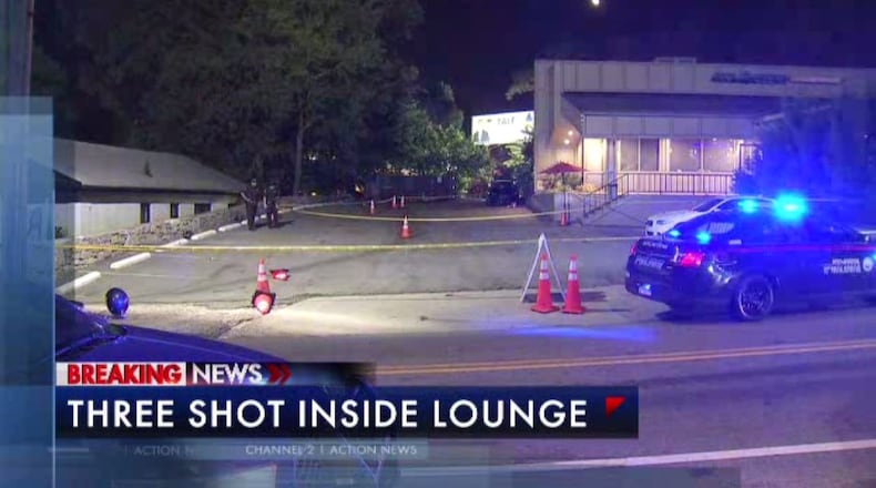 Police are searching for a man who opened fire at a popular lounge early Saturday, striking three people and killing one of them.