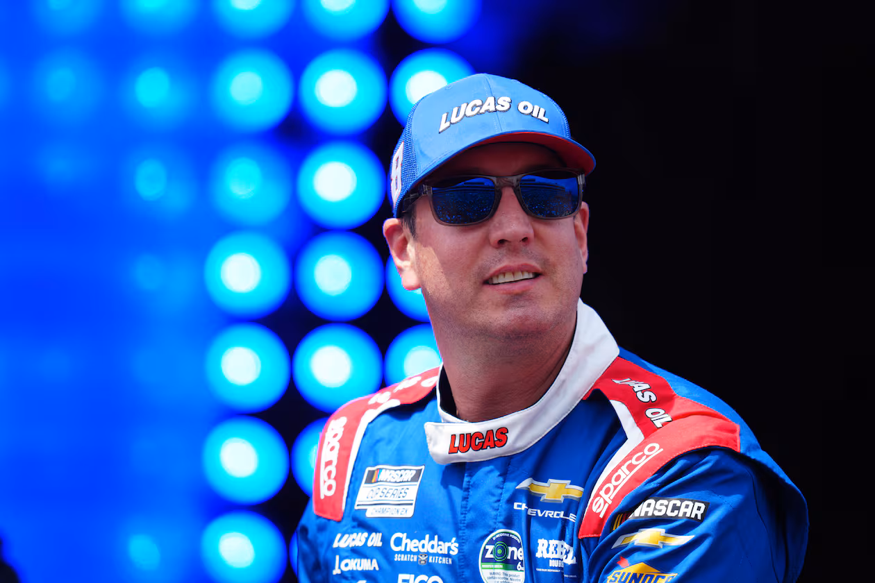 FILE - Kyle Busch is introduced during the NASCAR All-Star auto race at Dover Motor Speedway, Sunday, May 17, 2026, in Dover, Del. (AP Photo/Derik Hamilton, File, File)