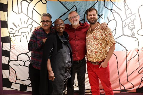 From left, exhibit artists Joey Terrill, Dr. Cynthia Davis and Robert Sherer and curator Matthew Terrell attended the opening in June. Photo: Morgan Wiley