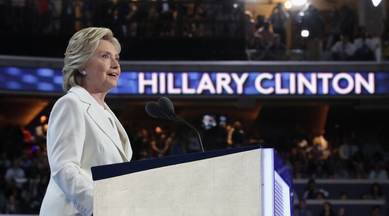 PHILADELPHIA, PA - JULY 28: Democratic presidential candidate Hillary Clinton delivers remarks during the fourth day of the Democratic National Convention at the Wells Fargo Center, July 28, 2016 in Philadelphia, Pennsylvania. Democratic presidential candidate Hillary Clinton received the number of votes needed to secure the party's nomination. An estimated 50,000 people are expected in Philadelphia, including hundreds of protesters and members of the media. The four-day Democratic National Convention kicked off July 25. (Photo by Chip Somodevilla/Getty Images)