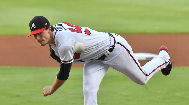 September 5, 2020 Atlanta - Atlanta Braves starting pitcher Max Fried (54) delivers a pitch during the first inning in a MLB baseball game at Truist Park on Saturday, September 5, 2020. (Hyosub Shin / Hyosub.Shin@ajc.com)