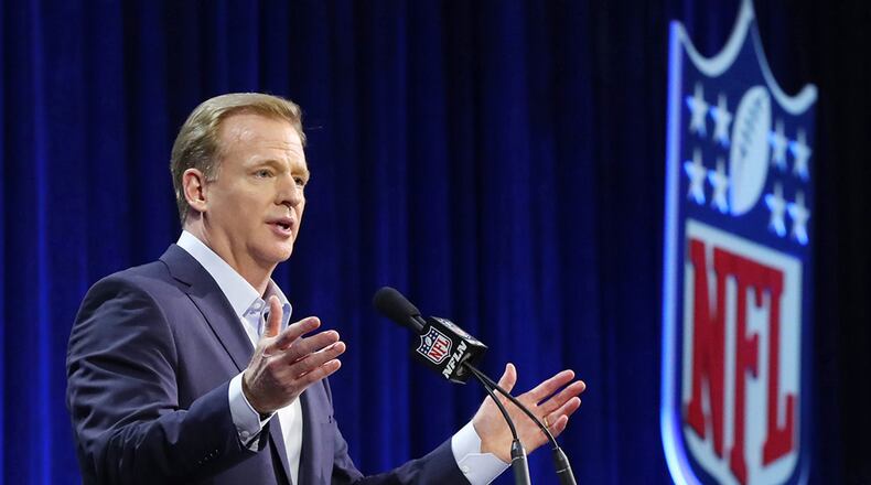 NFL Commissioner Roger Goodell at a news conference on Feb. 1, 2017, at the Super Bowl Media Center in Houston.