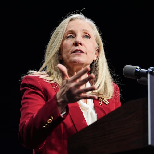 Democrat Abigail Spanberger speaks on stage after she was declared the winner of the Virginia governor's race during an election night watch party Tuesday, Nov. 4, 2025, in Richmond, Va. (AP Photo/Stephanie Scarbrough)