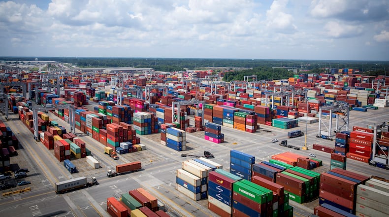 November 2020 was the Port of Savannah’s busiest month on record, at 464,804 twenty-foot equivalent container units – outperforming the previous record set just one month earlier. (Georgia Ports Authority/Emily Goldman)