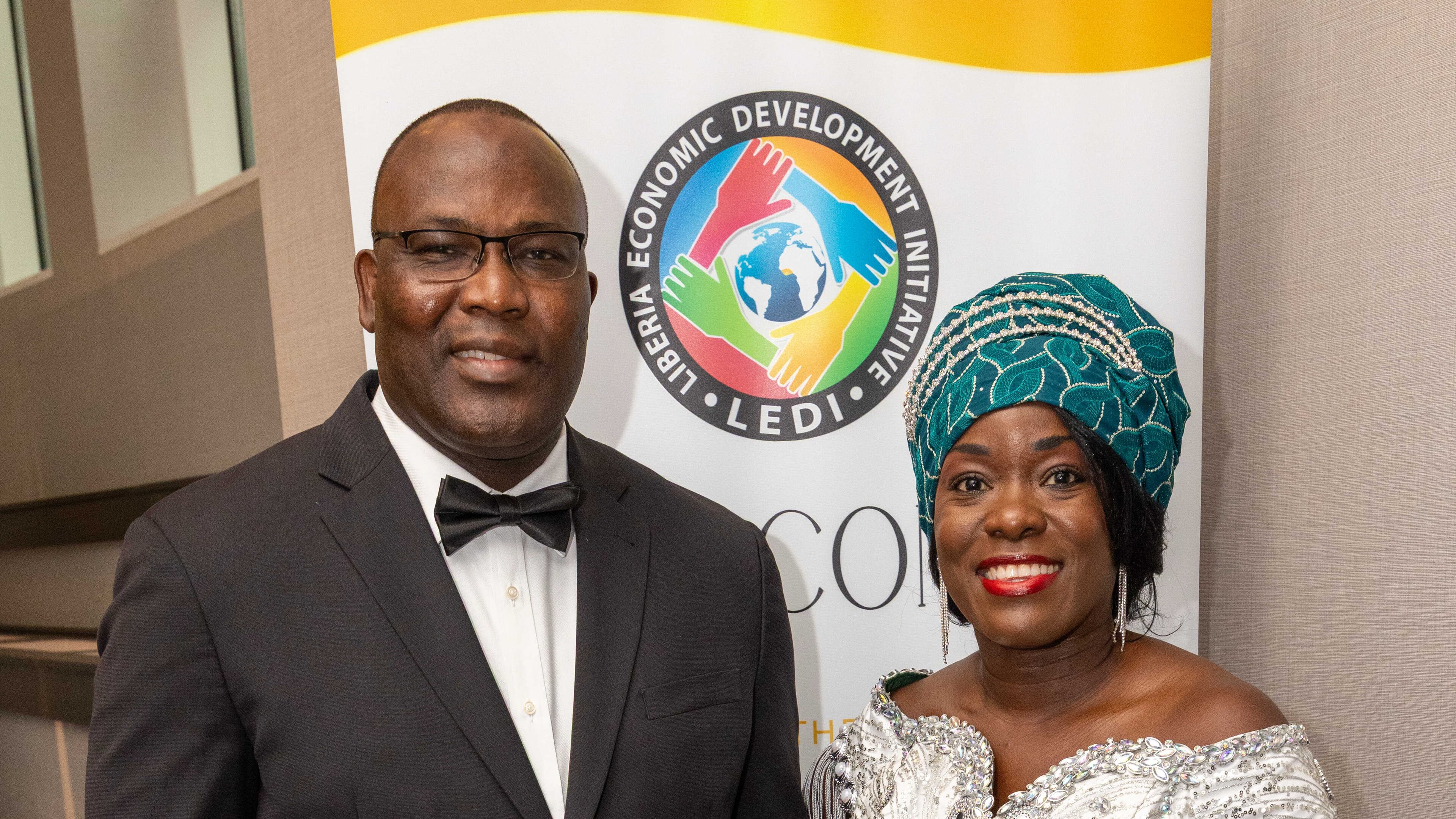 Rufus N. Darkortey and his wife, Joan Curran Darkortey, attended the 10th annual International Life Changers Awards & Fundraising Gala at the Marriott Gateway Hotel Atlanta. They are founders of a small nonprofit that has raised more than $300,000 to help people in their home country, Liberia. (Phil Skinner for the AJC)