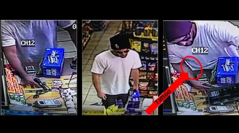 Police are looking for a man who grabbed a 12-pack of beer before robbing a Texaco at gunpoint in Gwinnett County.