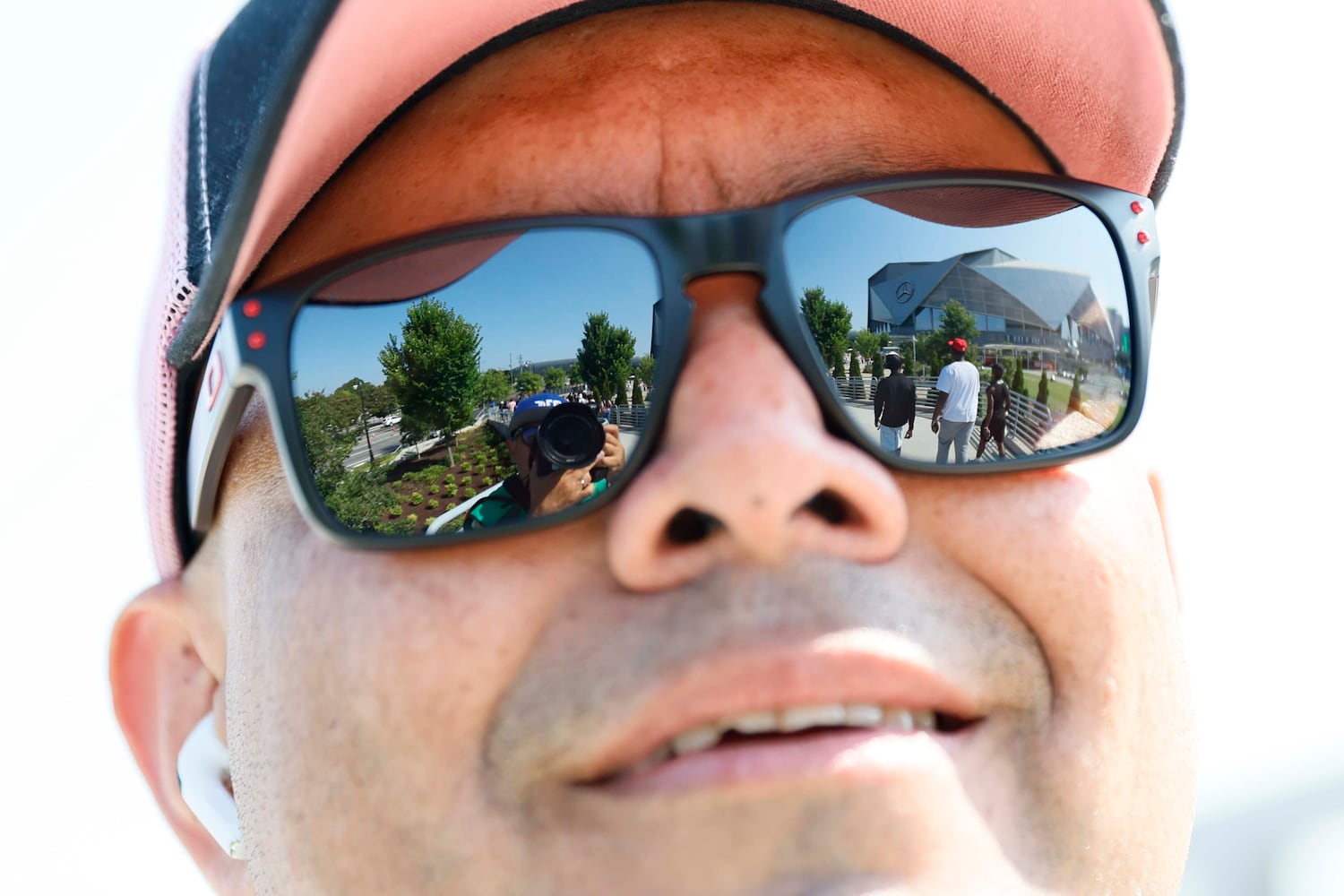 Raynaldo Morales from Buford looks up as he arrives at Mercedes-Benz Stadium before the round of 16 soccer match between Paris Saint-Germain FC and Inter Miami in Atlanta, Georgia, on Sunday, June 29, 2025.
(Miguel Martinez/ AJC)