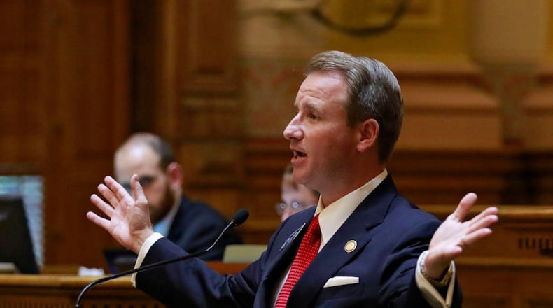 Sen. John Albers, speaks from the Senate floor earlier this year.    BOB ANDRES  / BANDRES@AJC.COM