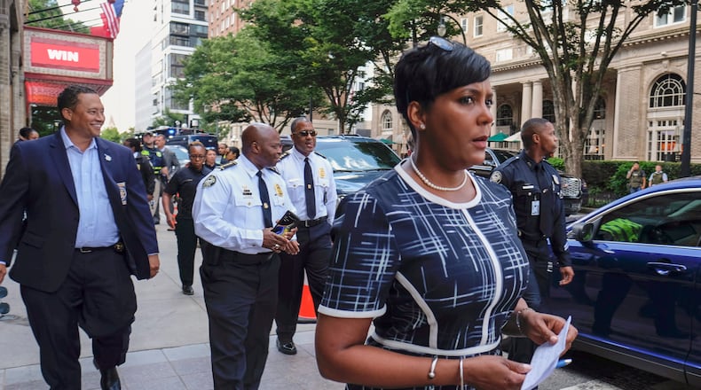 6/30/21 - ATLANTA, GA - Atlanta Mayor Keisha Lance Bottoms (right), followed by Atlanta police Chief Rodney Bryant. Ben Gray for the Atlanta Journal Constitution