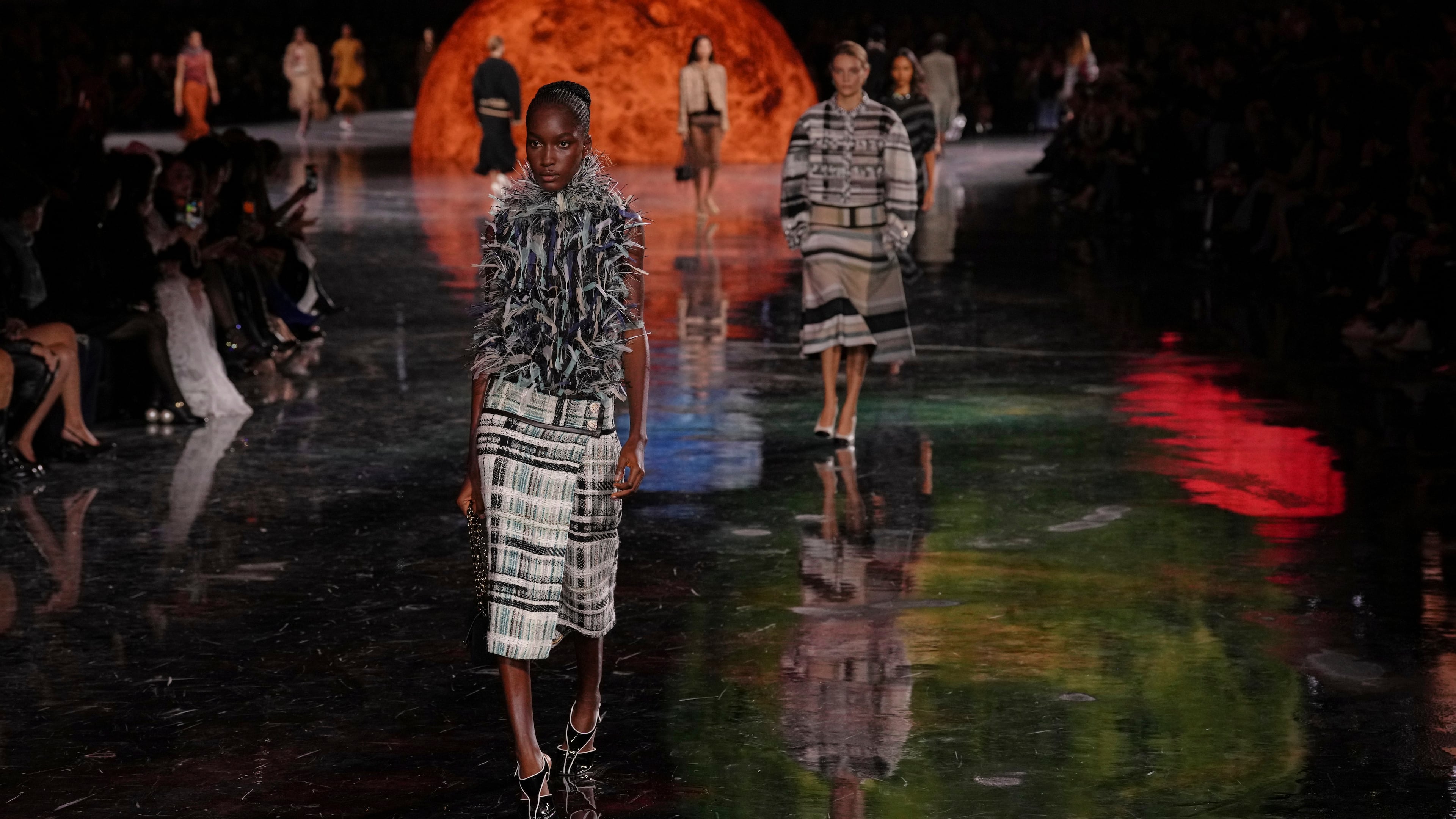 A model wears a creation as part of the Chanel Spring/Summer 2026 collection presented in Paris, Monday, Oct. 6, 2025. (AP Photo/Aurelien Morissard)