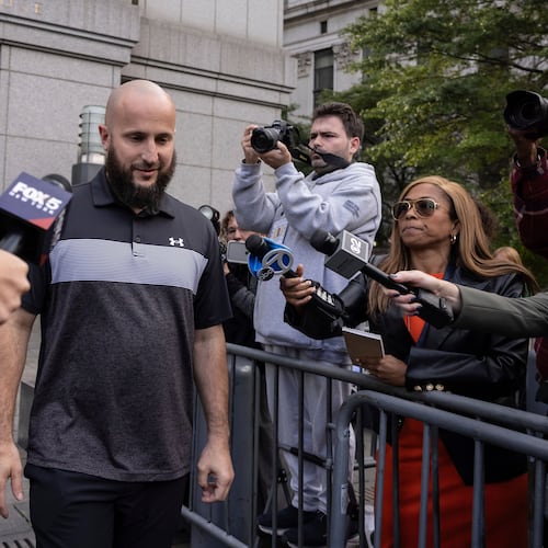 FILE - Mohamed Bahi, New York City Mayor's liaison to the Muslim community, exits Manhattan Federal Court, Oct. 8, 2024, in New York. (AP Photo/Yuki Iwamura, File)