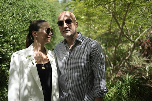 Yael and Adi Alexander, parents of freed Israeli-American hostage Edan Alexander, who was held captive by Hamas militants in the Gaza Strip, pose for a portrait in Tel Aviv, Israel, Monday, May 19, 2025. (AP Photo/Maya Alleruzzo)