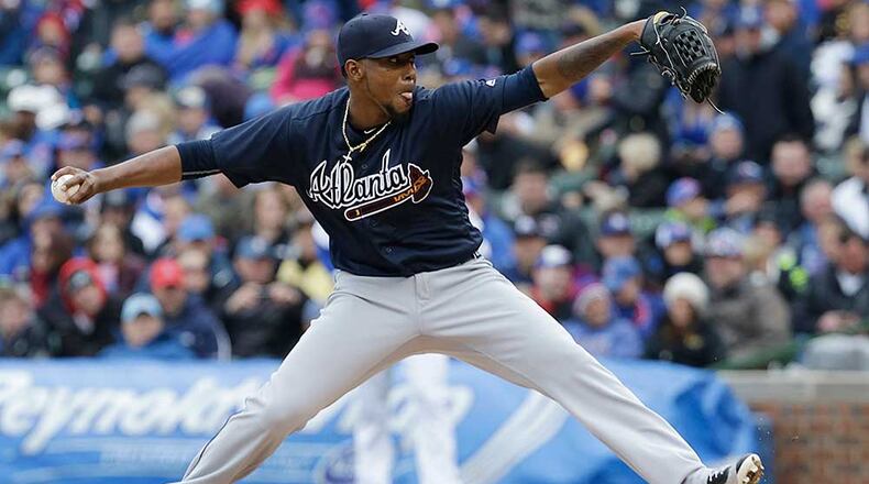 Starter Julio Teheran pitched seven scoreless innings with nine strikeouts. (AP Photo/Nam Y. Huh)