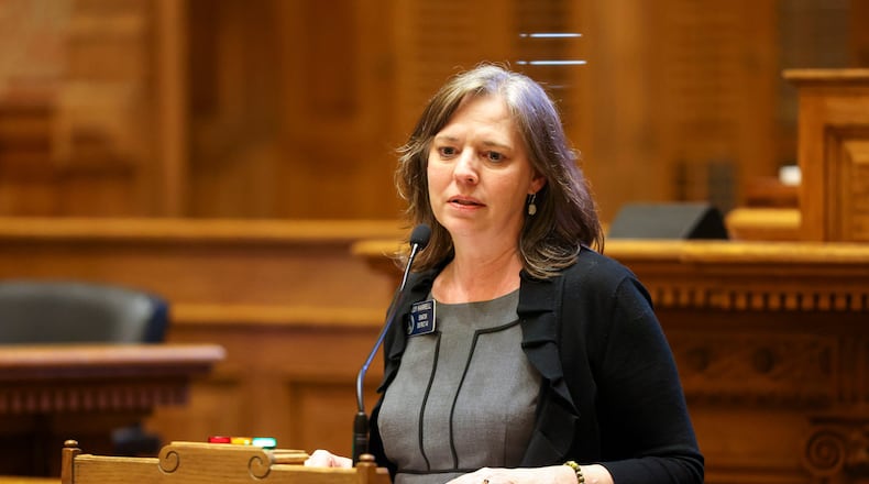 Sen. Sally Harrell, D-Atlanta, is the sponsor of a resolution urging Gov. Brian Kemp to expand Medicaid coverage to full-time caregivers of elderly or disabled Georgians. (Jason Getz/The AJC)