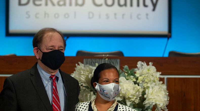 DeKalb school board member Marshall D. Orson and district Superintendent Cheryl Watson-Harris. (File photo)