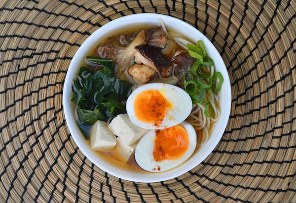 220929 Atlanta, Ga. Vegan Ramen (using Vegan Ramen Broth). Food cover story, photo for story on broth and recipes. Stella Dillard is the owner of Dandelion Food and shows three recipes for different broths. Photo taken Thursday September 29, 2022. Styling by Stella Dillard. (CHRIS HUNT FOR THE ATLANTA JOURNAL-CONSTITUTION)