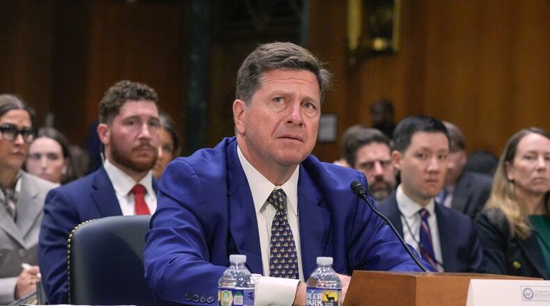 Jay Clayton testifies during a Senate Intelligence Committee confirmation hearing to be the next Director of National Intelligence on Capitol Hill, Wednesday, July 15, 2026, in Washington. (AP Photo/Mariam Zuhaib)