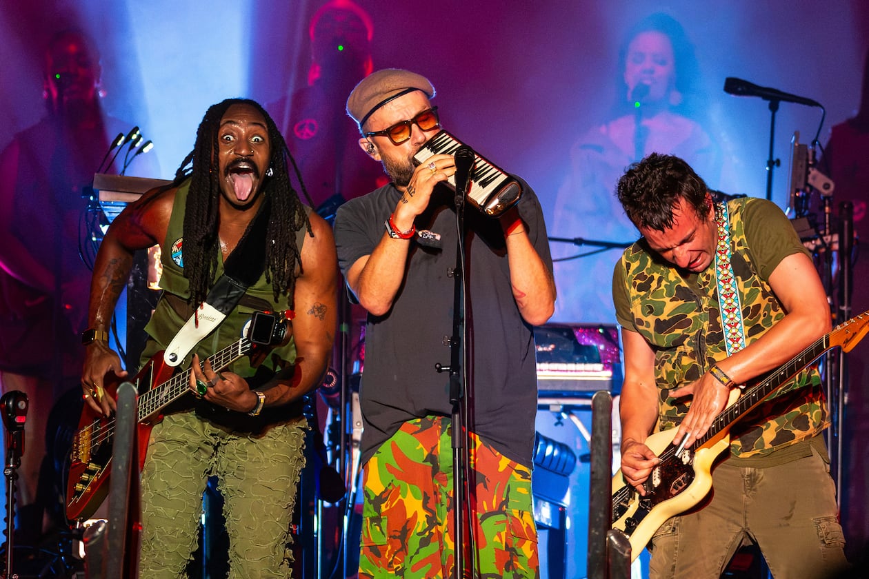 Gorillaz close out the Shaky Knees three-day music festival on Sunday night with a set full of hits and several surprise guests, including Kara Jackson, 6lack, DRAM and Atlanta's own Earthgang on Sept. 20, 2026 at Piedmont Park in Atlanta. (Ryan Fleisher for the AJC)