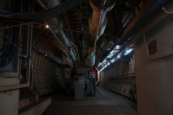 A general view of one of the tunnels during a press tour London, Thursday, June 19, 2025. (AP Photo/Joanna Chan)